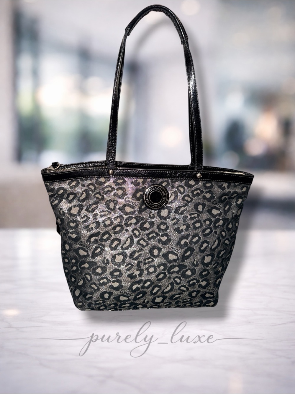 Vintage y2k Coach Metallic Ocelot Tote Bag